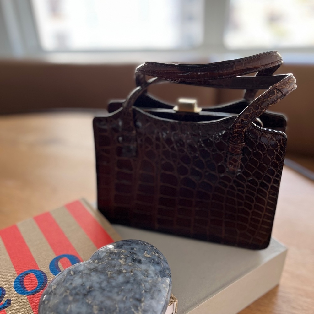 Vintage Sterling USA Alligator Purse